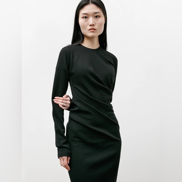 Toteme Twisted Jersey Midi Dress Elegant Black Dress Sz S 690$ - Picture 6 of 13
